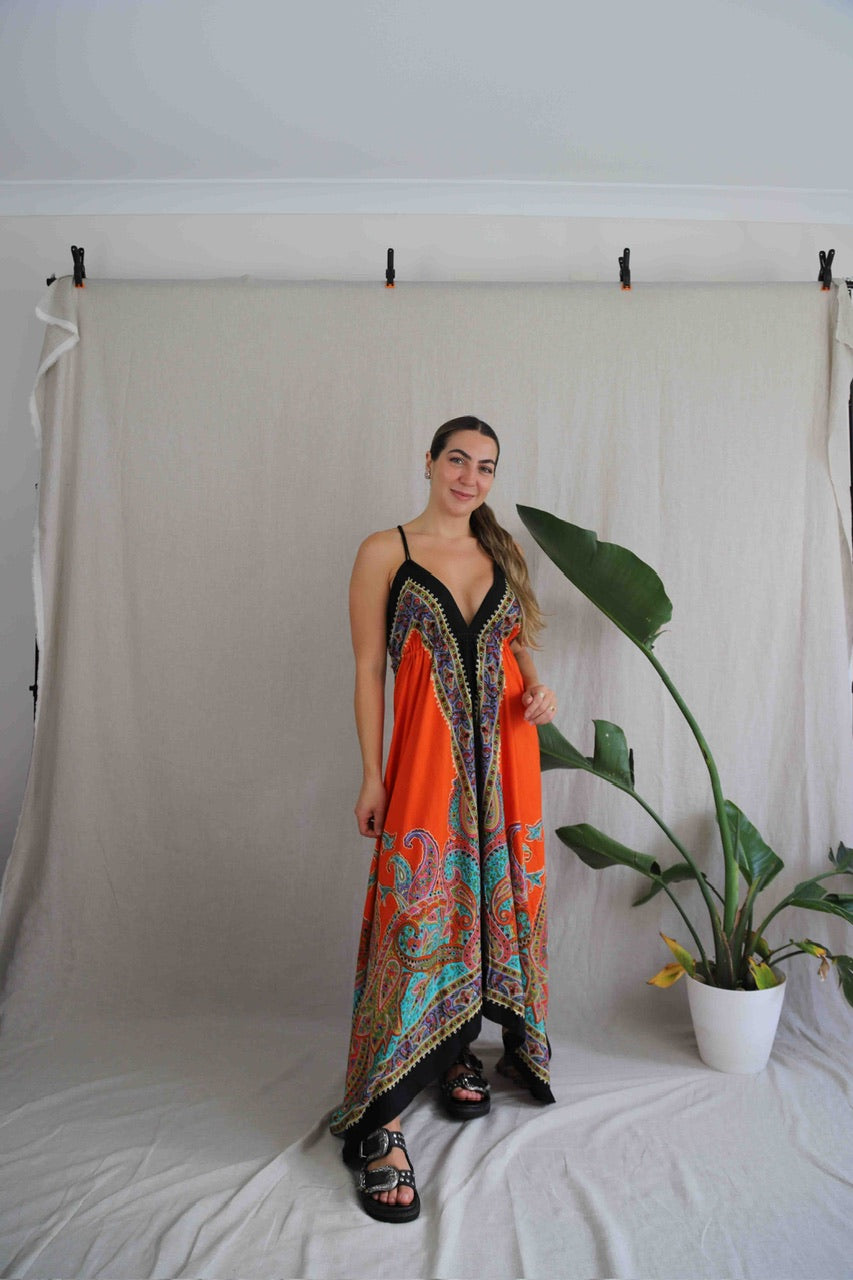 Zinnia Maxi Dress in orange